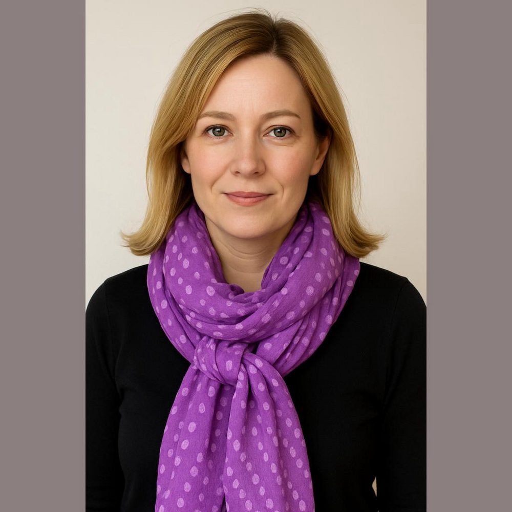 Me to We Purple and White Dotted Scarf 70 x 40